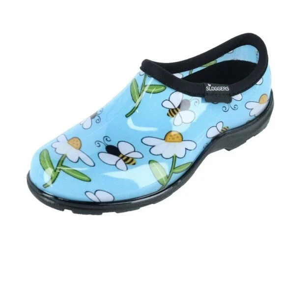 NEW Sloggers Women's Bumble Bee and Flower Print Rain boot Garden Shoes Clogs 10 - Picture 2 of 4